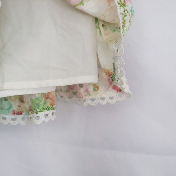 Lulus Gorgeous Aura White Floral Print Embroidered Ruffled Mini Skirt - Small - Picture 8 of 9